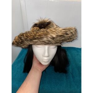 Vintage Kentucky Derby Preakness Belmont Easter Church Hat Tan Faux‎ Fur